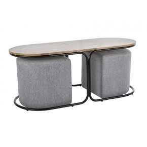 Комплект SIGNAL DUAL (стол журнальный + 2 пуфа) дуб артизан/черный/серый